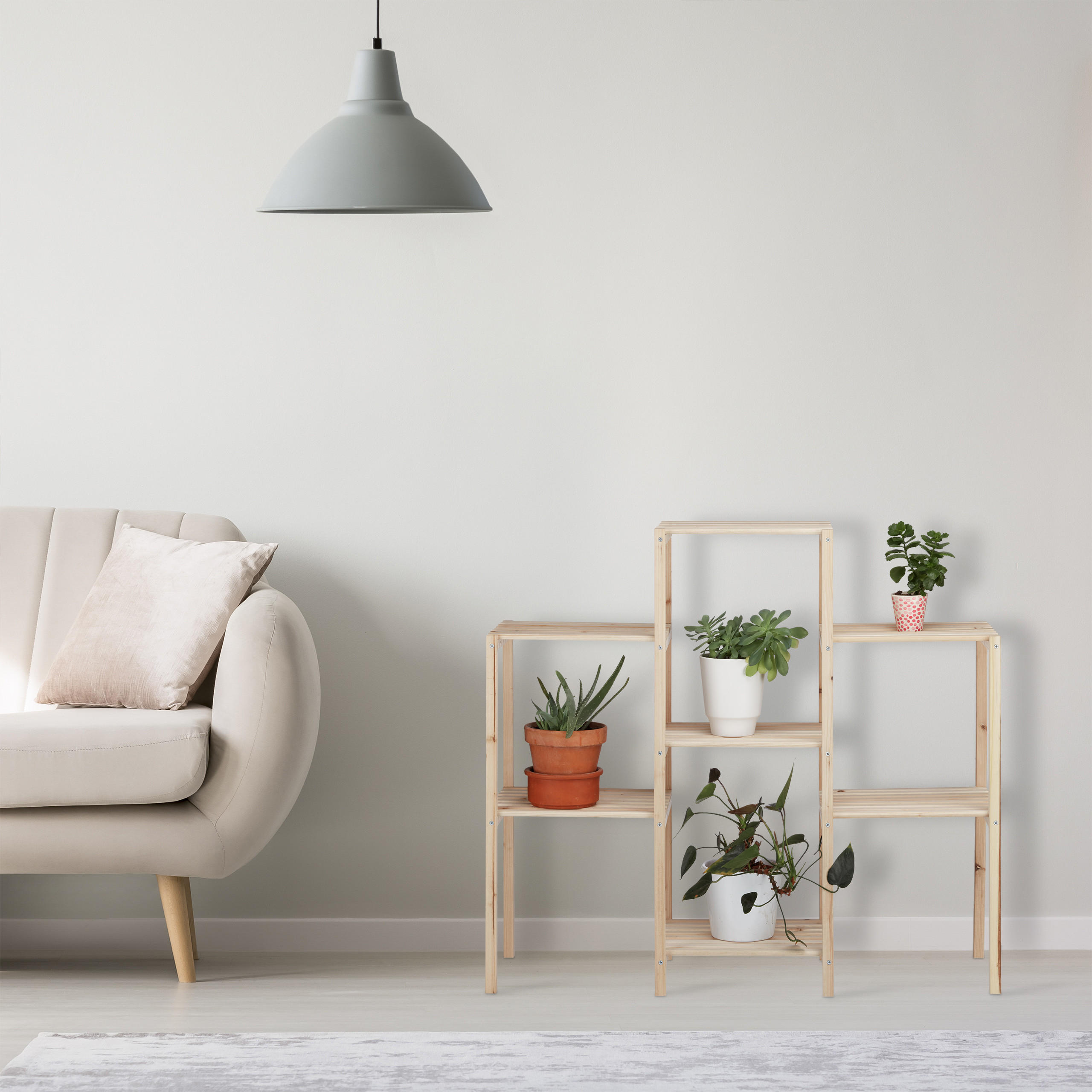 PFLANZENREGAL - Hellbraun, Holz (95/86/29cm) - Relaxdays