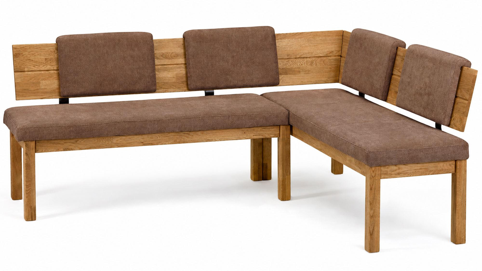 ECKBANK Danny 2 für 5 Personen Massivholz + Microfaser Wildeiche/Braun - Wildeiche/Braun, Holz (194/155cm) - 58aufmkessel