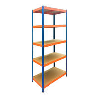 RAFT albastru portocaliu 5 polițe metal - multicolor, material plastic/compozit lemnos (90/200/60cm) - Relaxdays