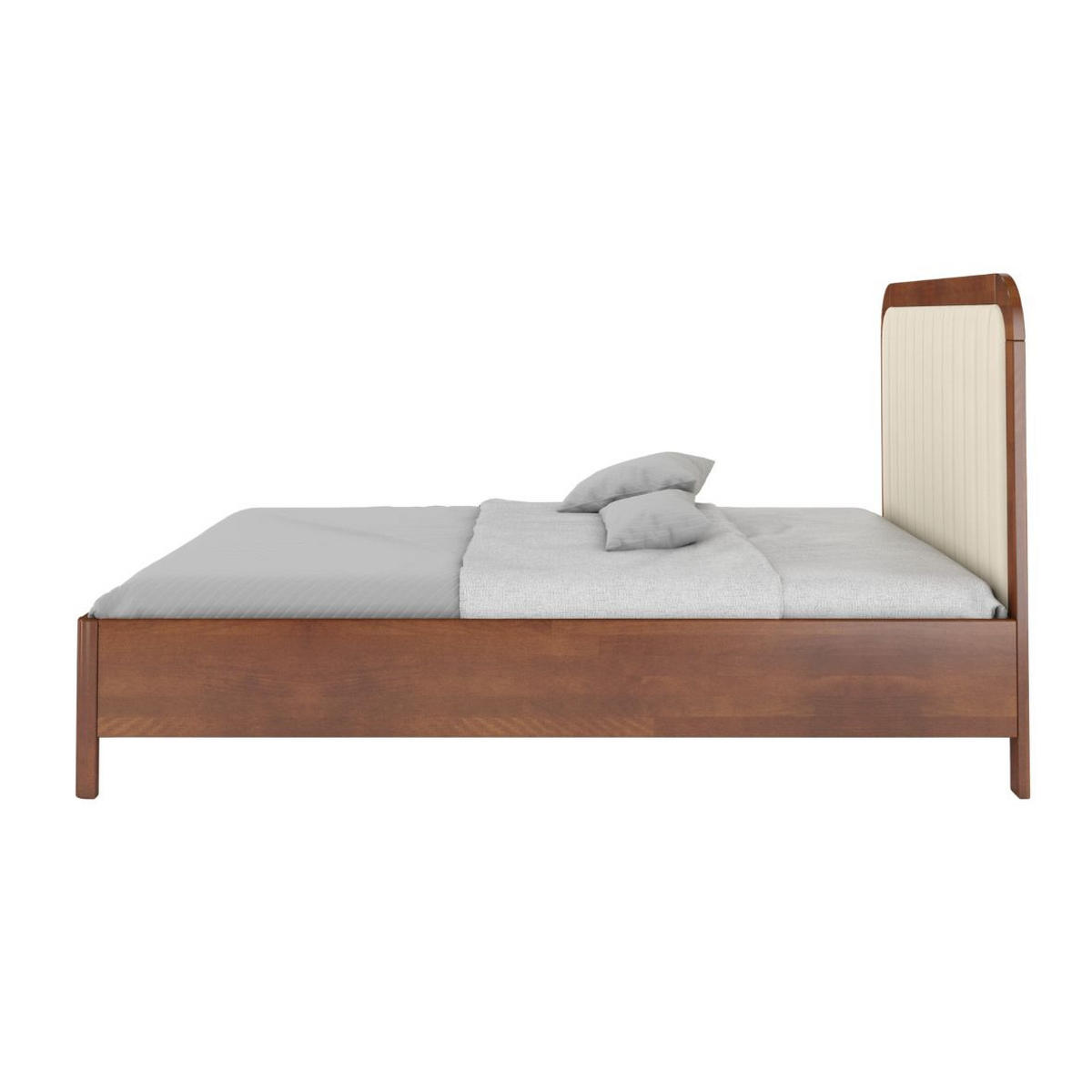 MASSIVHOLZBETT Modena mit Lattenrost und Bettkasten, Buche - lackiert, Nussbaumfarbe/Ecru, 160x200 - Ecru/Walnussfarben, Holz/Buchenholz (160/200cm) - Visby