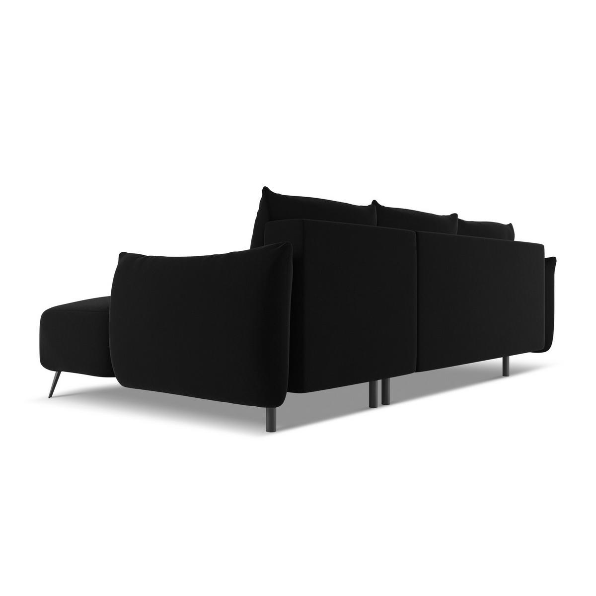 ECKSOFA mit Schlaffunktion Samt Stoff Schwarz - Schwarz, Textil/Metall (242/162cm) - LaMiaSofa