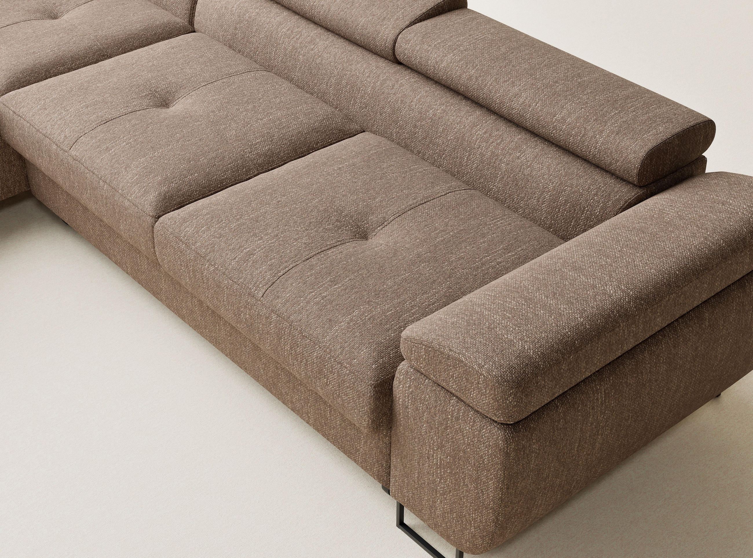 Thumbnail - Maison de Reve Ecksofa, Hellbraun, Textil, 4-Sitzer, Füllung: Schaumstoff, L-Form,L-Form, 277x203 cm, Oeko-Tex® Standard...