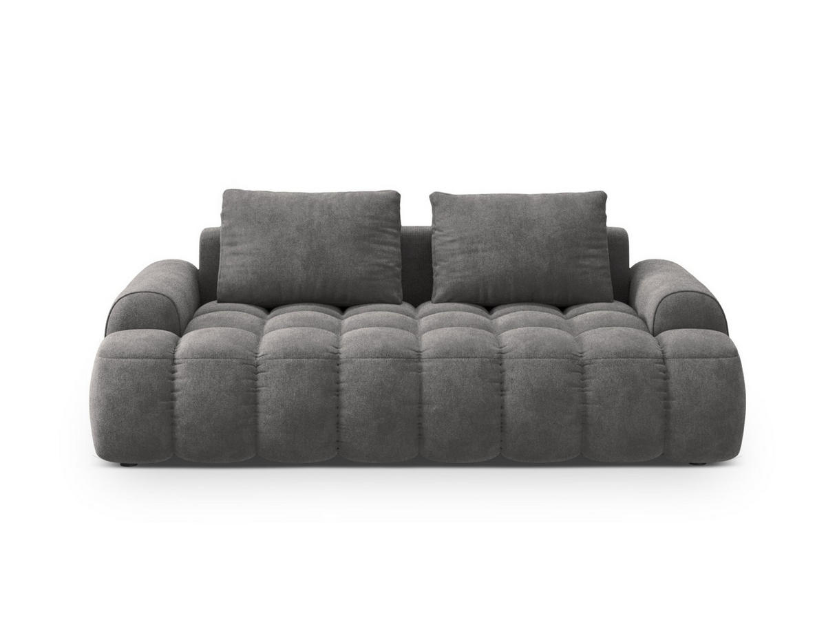 SOFA Linz aus Samt grau 3 Sitzplätze - Grau, Textil (100/84/200cm) - Cosmopolitan Design
