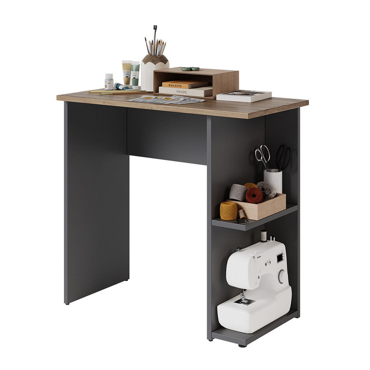 PSACÍ STŮL Simple Antracit 80 x 40 cm - antracitová, kompozitní dřevo (40/80/76cm) - Vicco