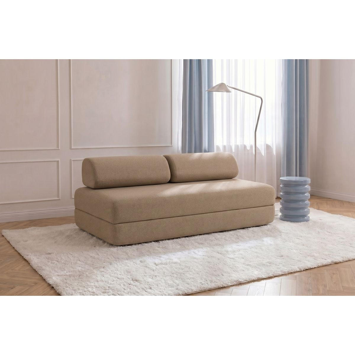 2-3-SITZER-SCHLAFSOFA aus glattem, braunem Stoff - Braun, Textil (95/70.5/190cm) - Kimo