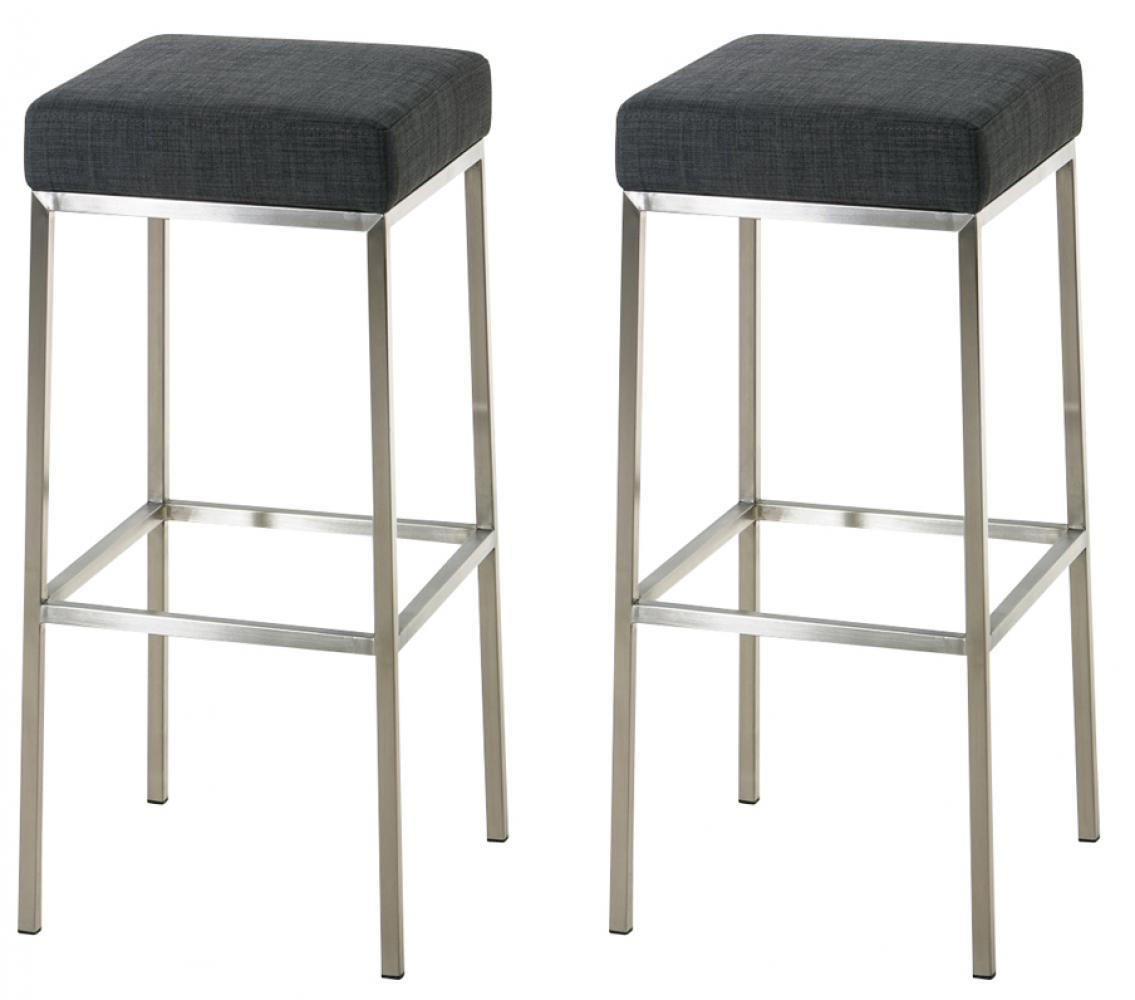 BARHOCKER 2er Set Stoff dunkelgrau - Edelstahlfarben/Dunkelgrau, Textil/Metall (37/85/37cm) - CLP