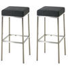 BARHOCKER 2er Set Stoff dunkelgrau - Edelstahlfarben/Dunkelgrau, Textil/Metall (37/85/37cm) - CLP