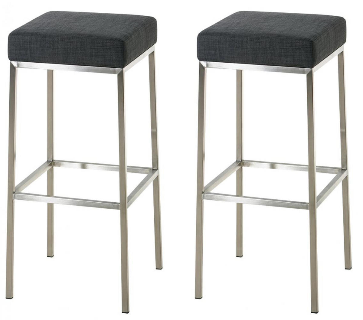 BARHOCKER 2er Set Stoff dunkelgrau - Edelstahlfarben/Dunkelgrau, Textil/Metall (37/85/37cm) - CLP