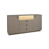 SIDEBOARD Lino Taupe matt und Eiche massiv - Grau, Holzwerkstoff (192/92/45cm)
