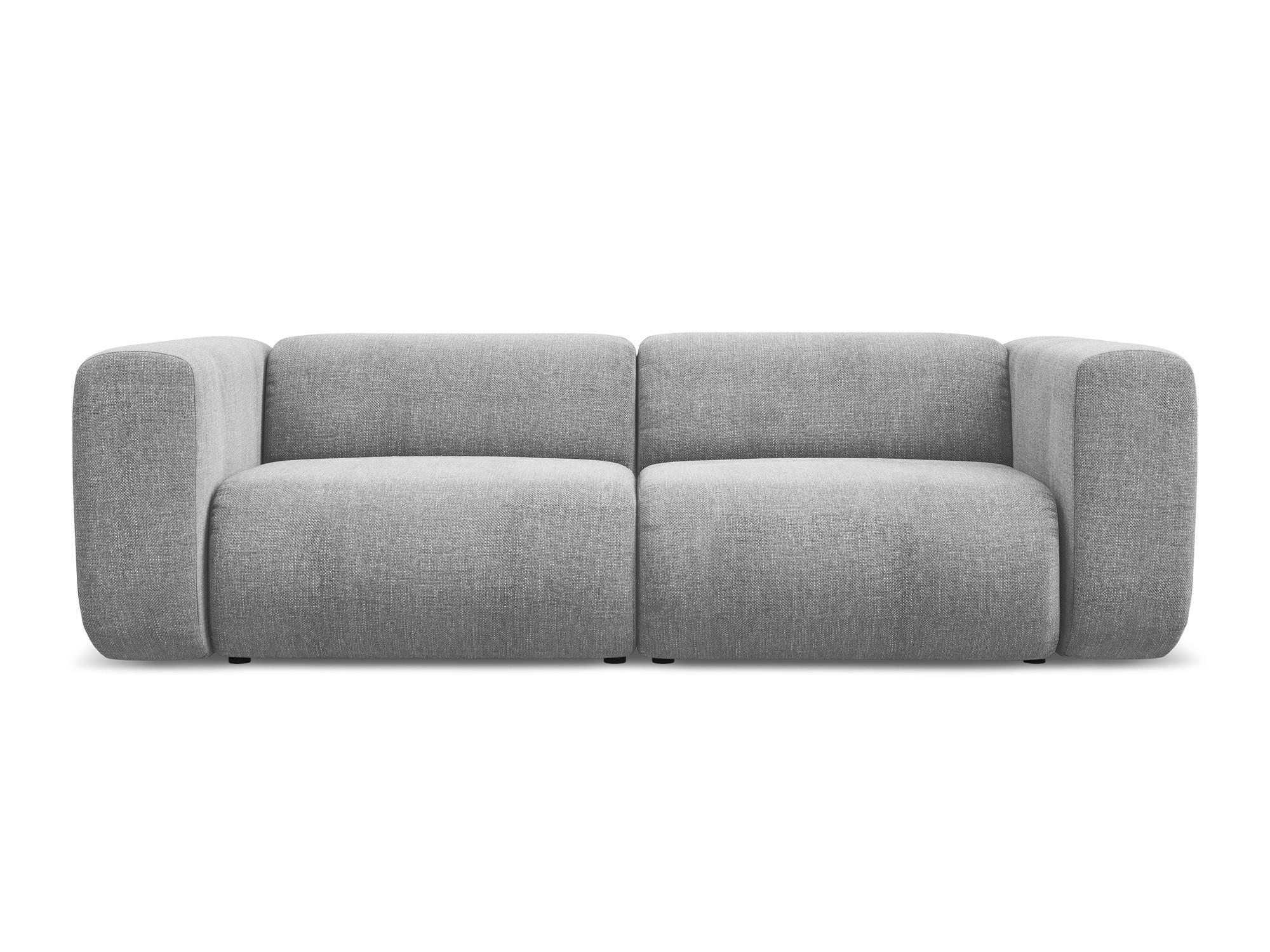 3-SITZER SOFA Chenille Stoff Grau - Hellgrau/Schwarz, Kunststoff/Textil (228/70/89cm) - Makamii