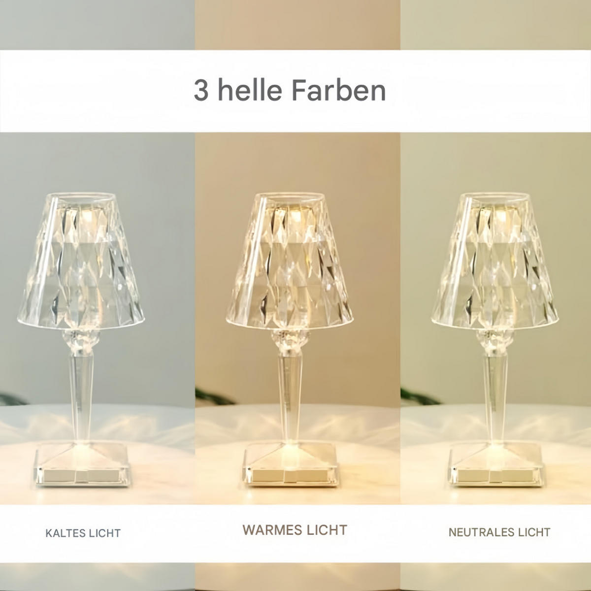 TISCHLEUCHTE Kristall Acryl Diamant Ambientelicht - Weiß, Kunststoff (12/26/12cm) - Weltevree
