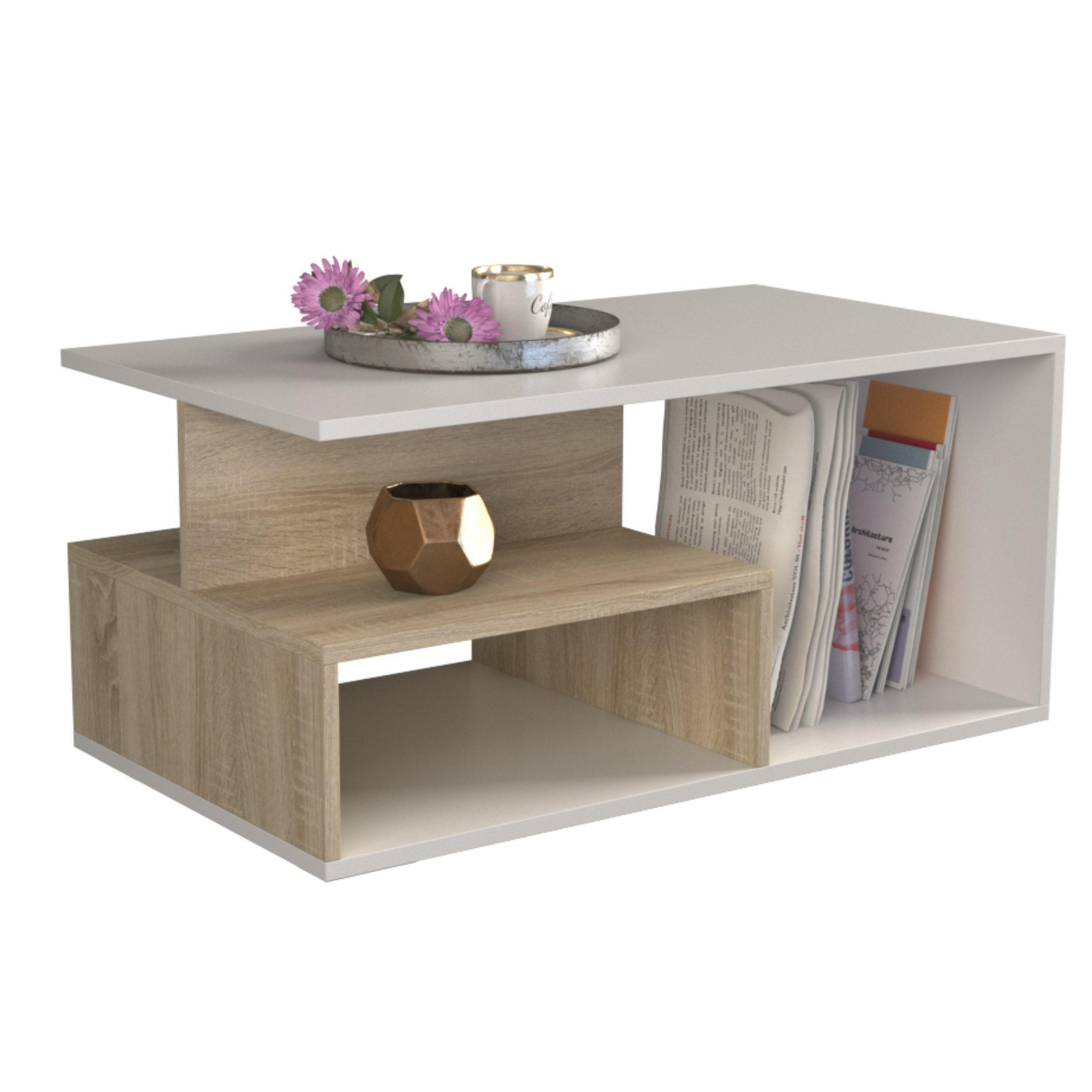 COUCHTISCH PRIMA SON Schichtholz - Sonoma Eiche, Holz (51/90/43cm)