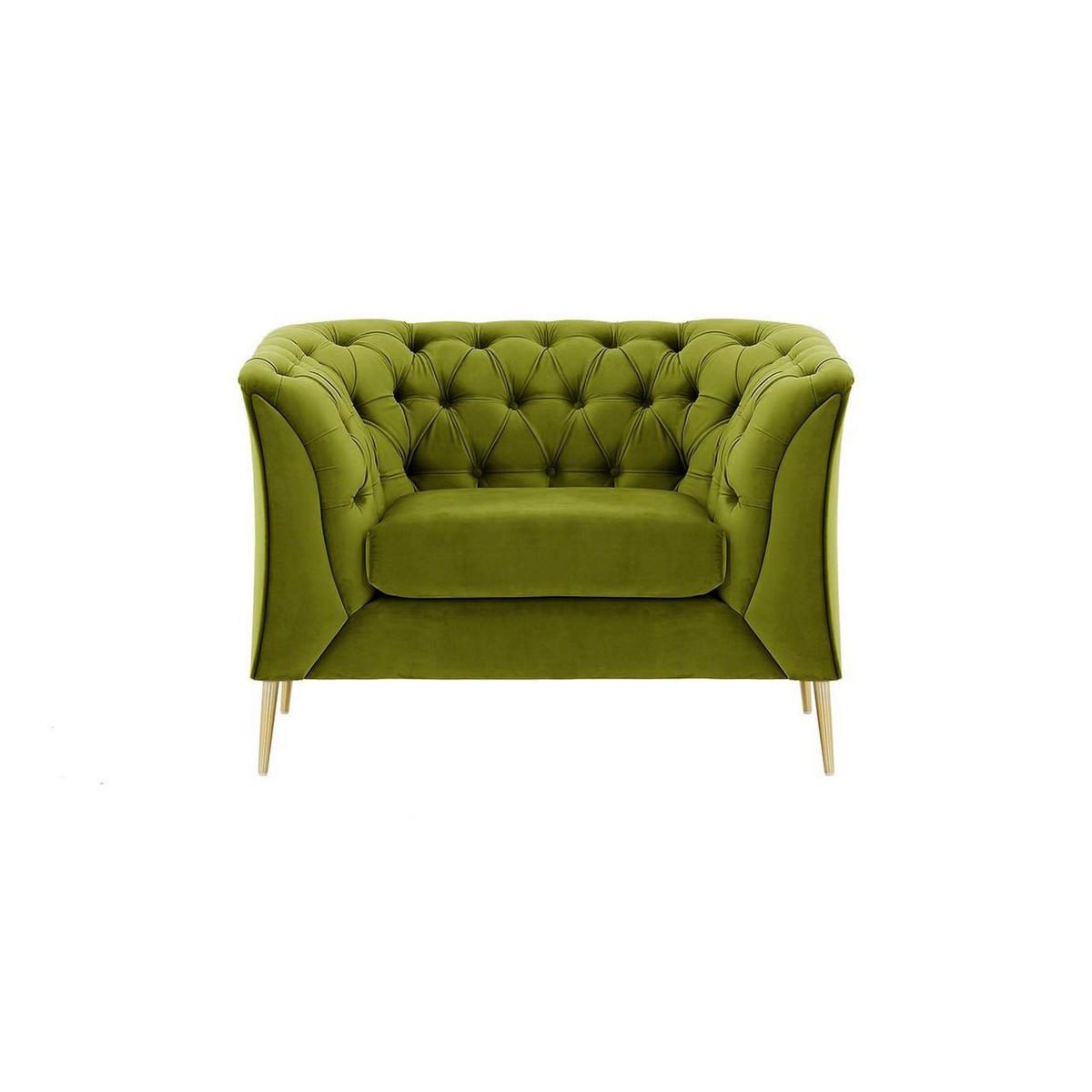 SESSEL Chesterfield Modern-Velluto 9 - Olivgrün, Holz/Textil (106/74/80cm)