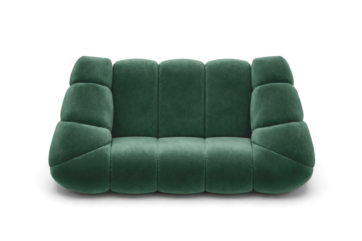 SOFA 2-Sitzer modular, Veloursstoff Bluvel, Grün, CROISSANT - Grün, Holz (200/72/115cm) - Kaiser Möbel