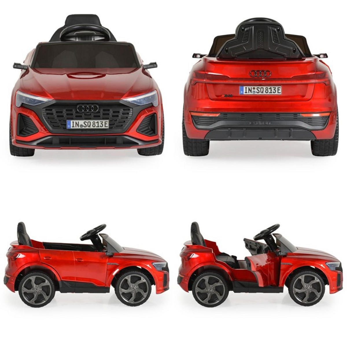 ELEKTROAUTO Audi SQ8 e-tron rot EVA-Reifen Musik Licht MP3-Eingang Gurt - Rot, Kunststoff (99/54/46cm) - Moni