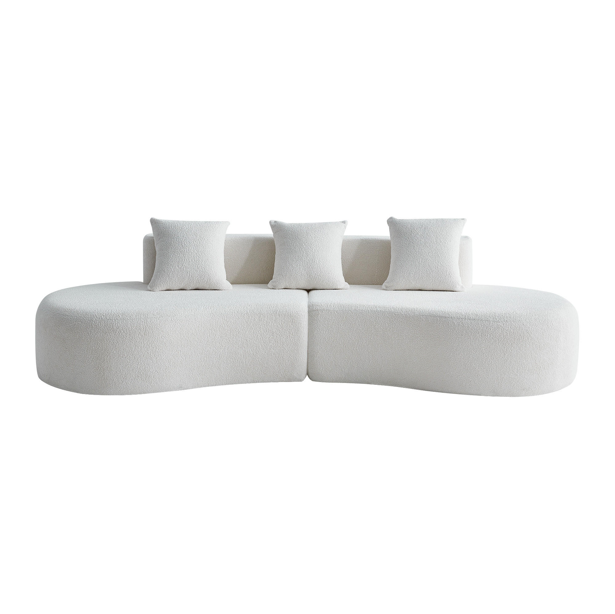 ECKSOFA modular 3-Sitzer 277 cm Samt White - Weiß, Textil (277/68/103cm) - IVMEU