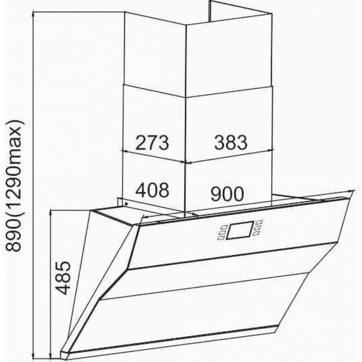 DUNSTABZUGSHAUBE AT 9343 90 cm Schwarz - Schwarz, Glas/Metall (90/89/40.8cm) - Kaiser Küchengeräte