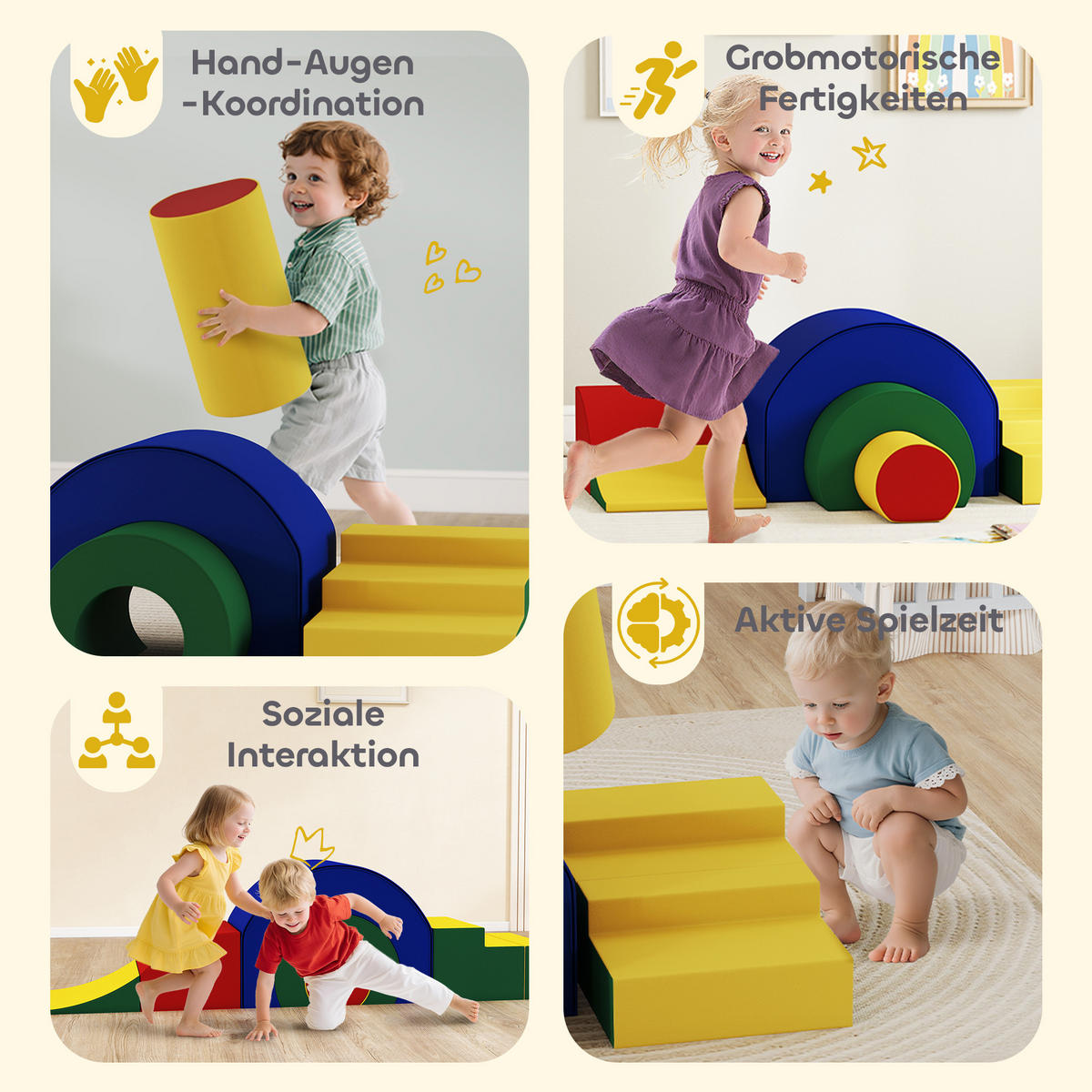 SCHAUMSTOFF Bausteine Kinder 5 tlg. Klettern Softbausteine Riesenbausteine Bunt - Multicolor, Kunststoff (39/181cm) - AIYAPLAY
