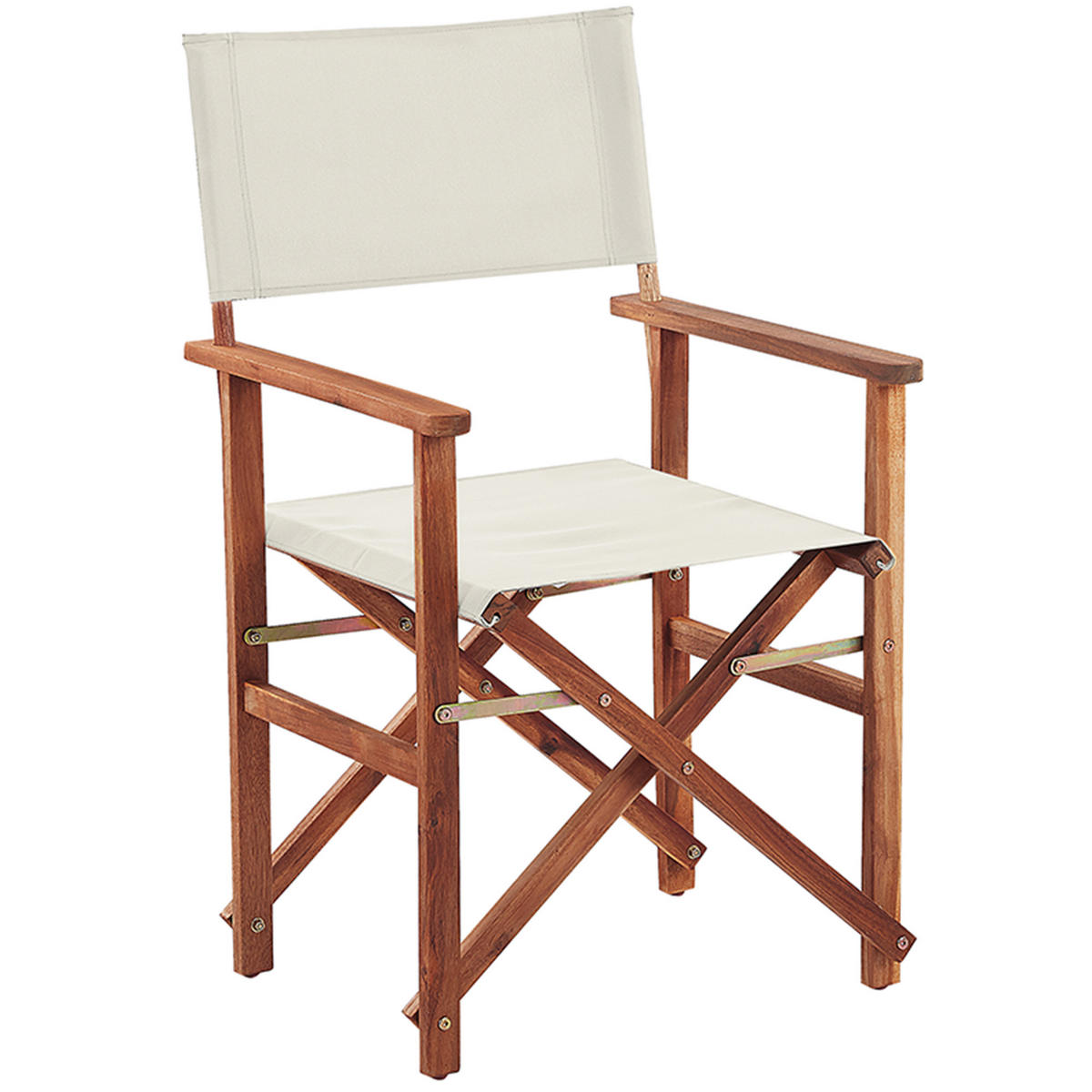 GARTENSTUHL 2er-Set Akazienholz dunkelbraun Auflagen cremeweiß Cine - Dunkelbraun/Weiß, Holz (50/91/50cm) - Beliani