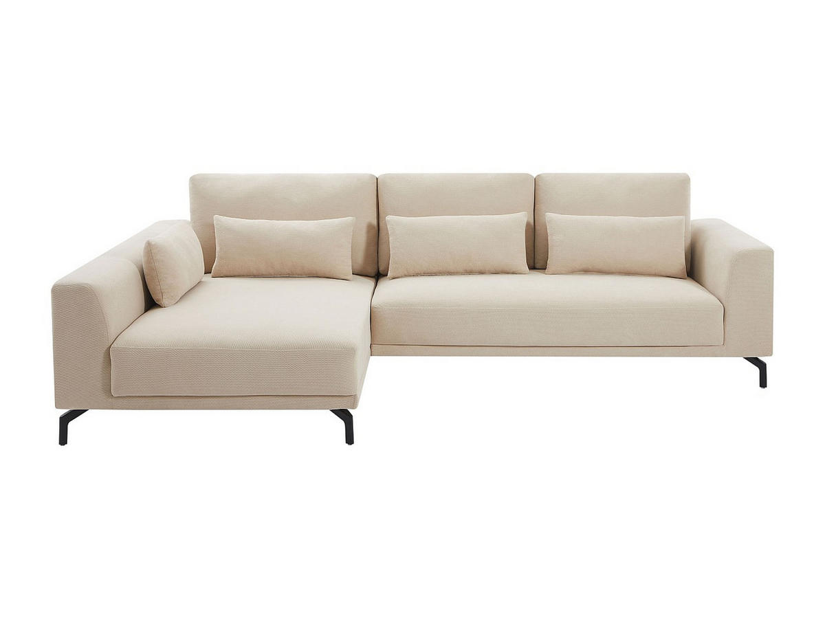 ECKSOFA - Ecke links - Strukturstoff - Beige - TILANIA - Beige, Textil (280/172cm) - Vente-Unique