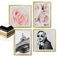 WANDBILDER 4er Set - 50x50 cm & 40x60 cm Goldrahmen - Eiffels Porträt einer Frau mit Rosen - Goldfarben, Kunststoff (50/50cm) - ArtPrintCave