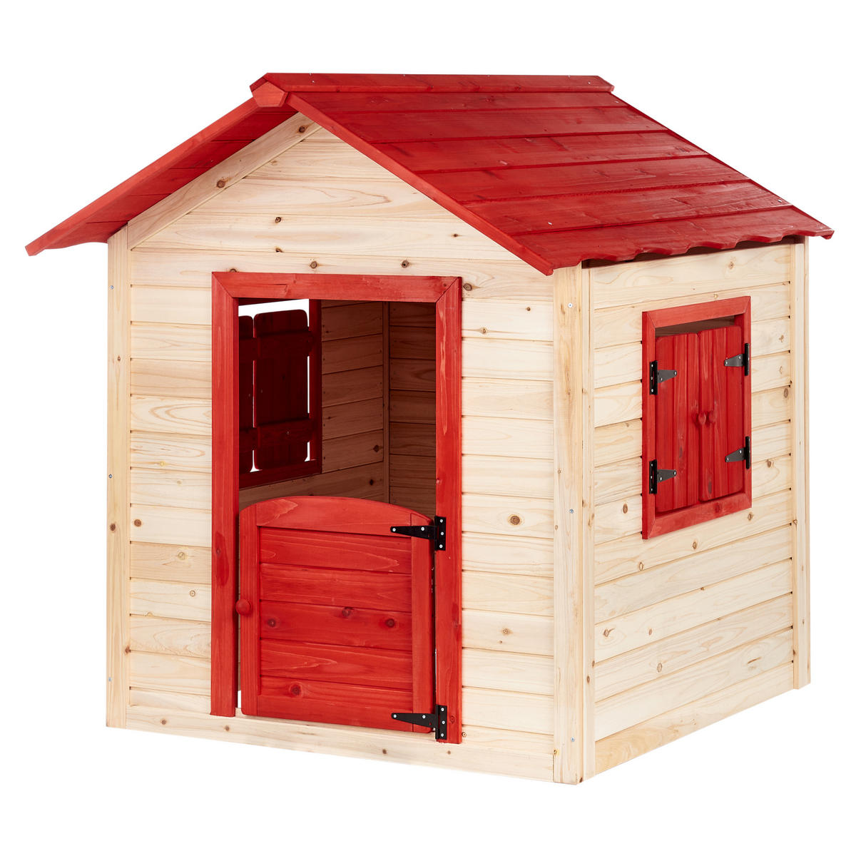 GARTENSPIELHAUS Heller Holzfarbton Pelopio - Hellbraun/Rot, Holz (138/131/111cm) - Beliani