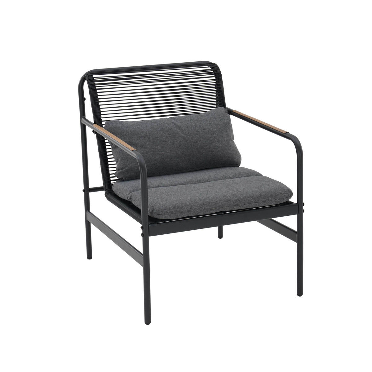 GARTENMÖBEL 4-Sitzer, Schwarz - Schwarz, Textil - Oviala