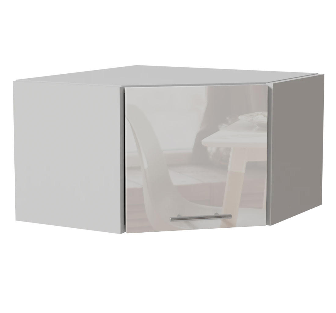 Feldmann-Wohnen Eckhängeschrank Weiß Hochglanz, Weiß 60x36x60 cm