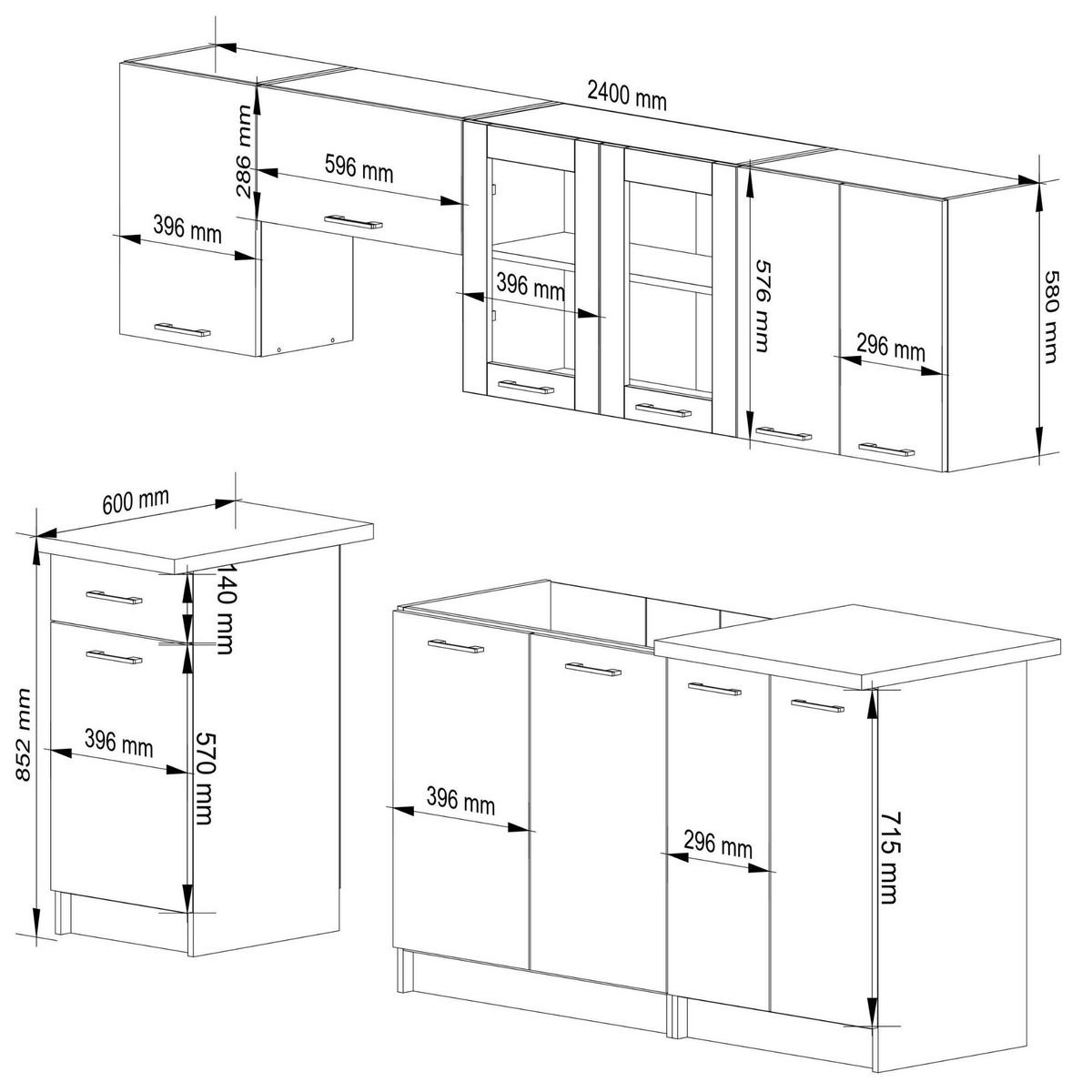 KUCHYŇSKÝ BLOK Bílá 203/240/46 - bílá, kompozitní dřevo (240/203/46cm) - RAUMHIRSCH FURNITURE