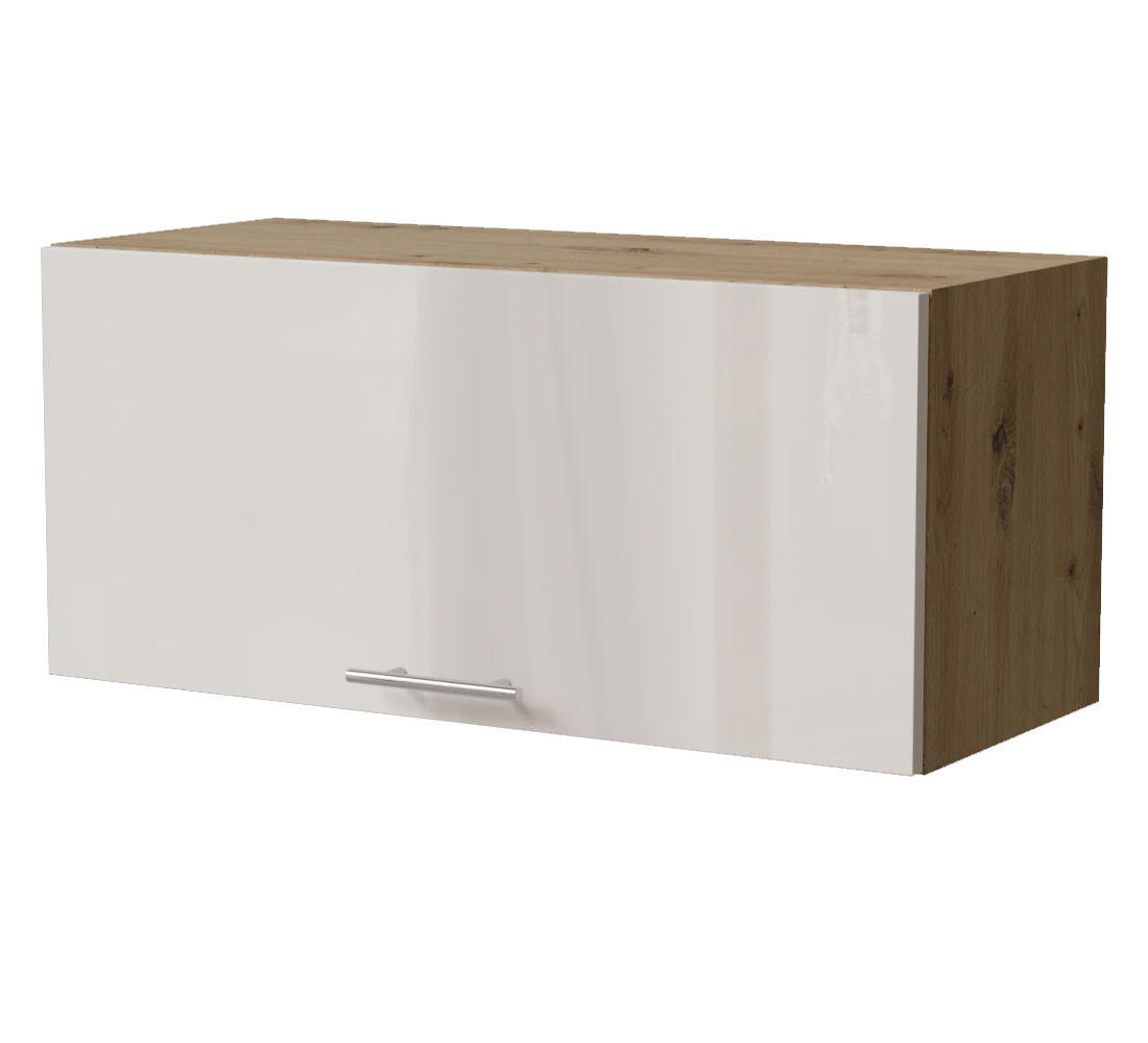 KLAPPHÄNGESCHRANK Brerra W4B/80 Eiche Artisan / RAL 9001 creme Hochglanz 80 / 32,5 / 36cm mit Blum Aventos Klappenbeschlag - Creme/Eiche Artisan, Holz/Holzwerkstoff (80/36/32.5cm) - Feldmann-Wohnen