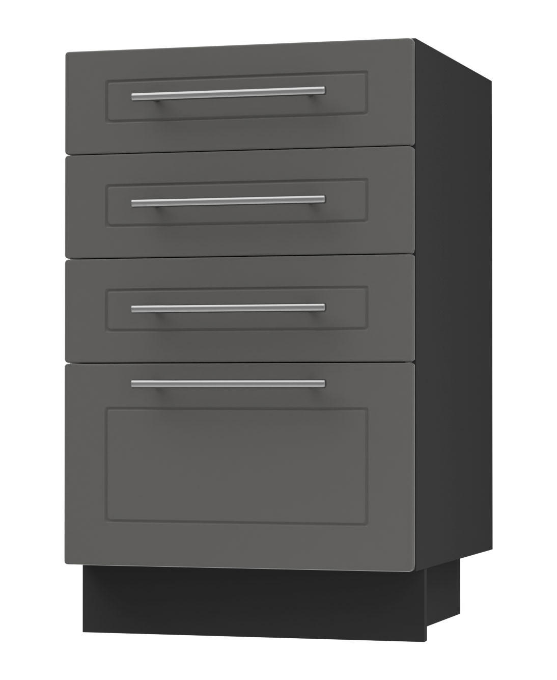 SCHUBLADENUNTERSCHRANK Kvantum D4A/40 Graphit Matt / Schwarz Matt 40 / 50 / 82cm - Schwarz/Graphitfarben, Holz/Holzwerkstoff (40/82/50cm) - Feldmann-Wohnen