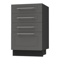 SCHUBLADENUNTERSCHRANK Kvantum D4A/40 Graphit Matt / Schwarz Matt 40 / 50 / 82cm - Schwarz/Graphitfarben, Holz/Holzwerkstoff (40/82/50cm) - Feldmann-Wohnen