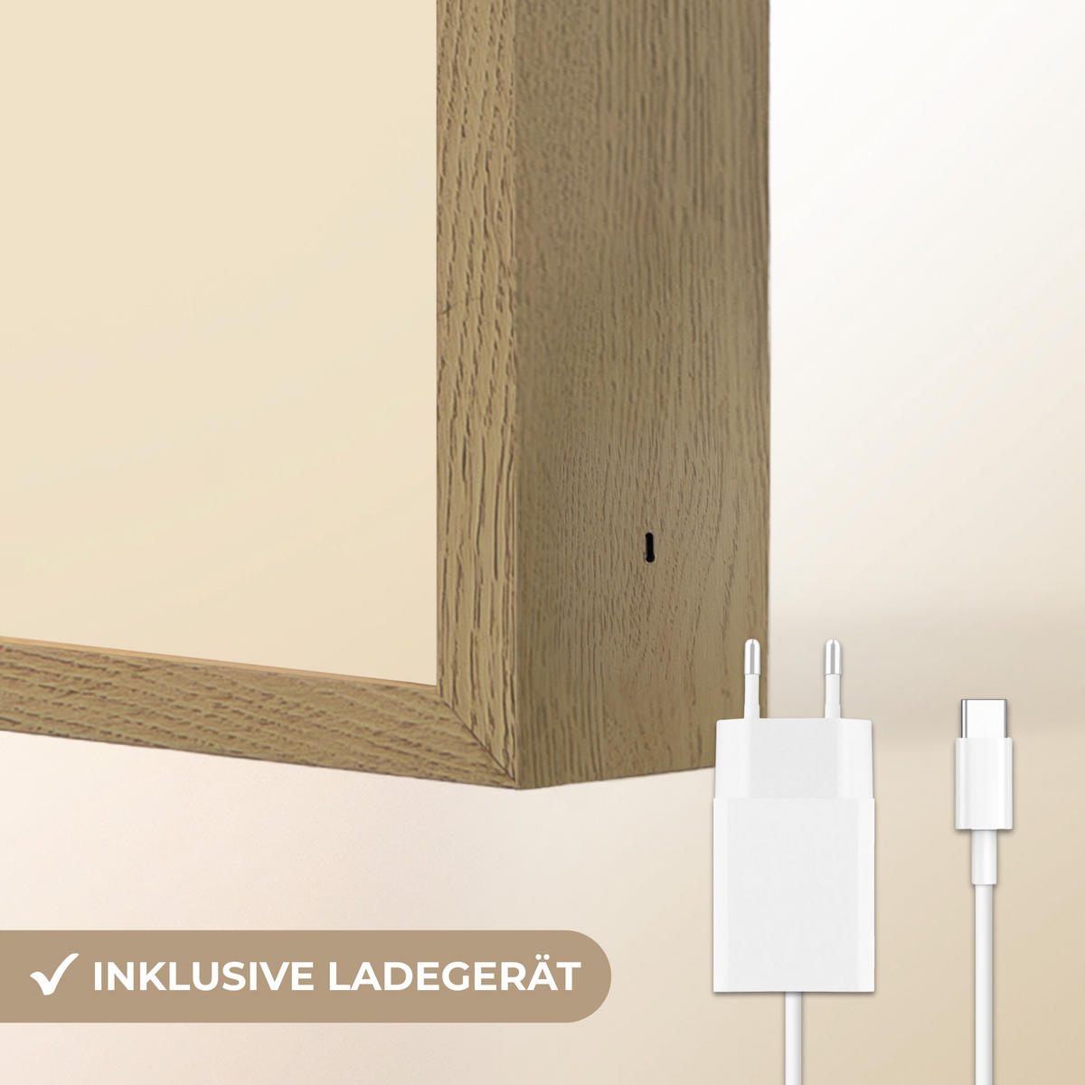 NÁSTĚNNÁ LAMPA S AKUMULÁTOREM Žirafa - Duhová hříva - béžová 60x40 cm - béžová, kompozitní dřevo (60/40/8cm) - OnlyWow