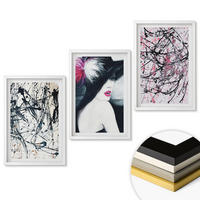 WANDBILDER 3er-Set - 40x60 cm Weißer Rahmen - Abstrakte Farbmuster Hut - Weiß, Kunststoff (40/60cm) - ArtPrintCave