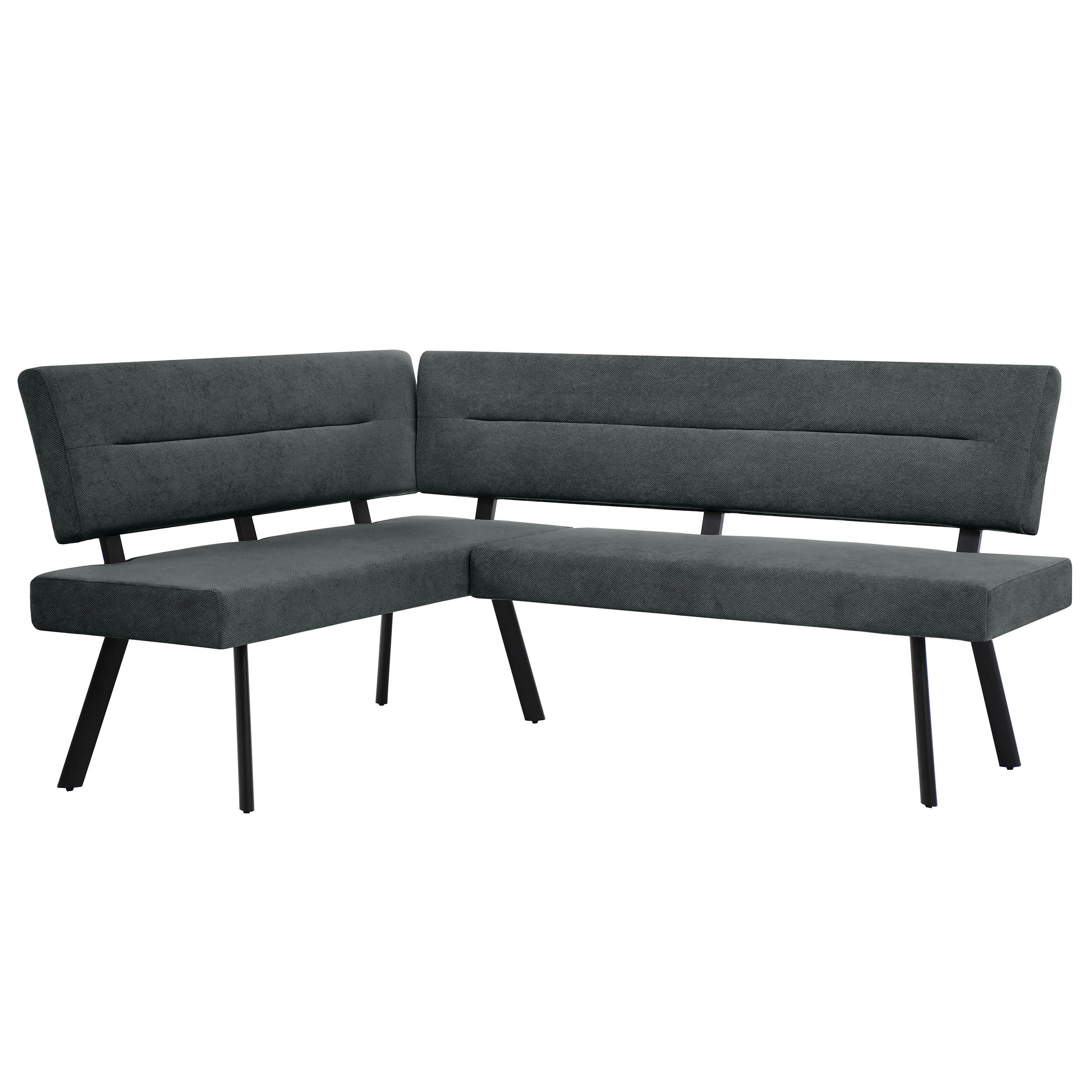 ECKBANK Zerra 192x153 cm, mit Metallbeinen, Curio-Stoff, Anthrazit - Anthrazit/Schwarz, Metall (192/153cm) - Beautysofa