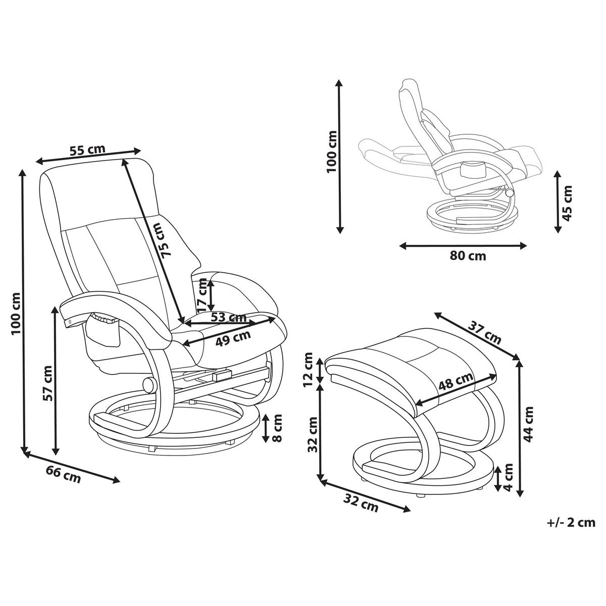 MASSAGESTUHL Weiß Force - Weiß/Braun, Kunststoff (55/100/80cm) - Beliani