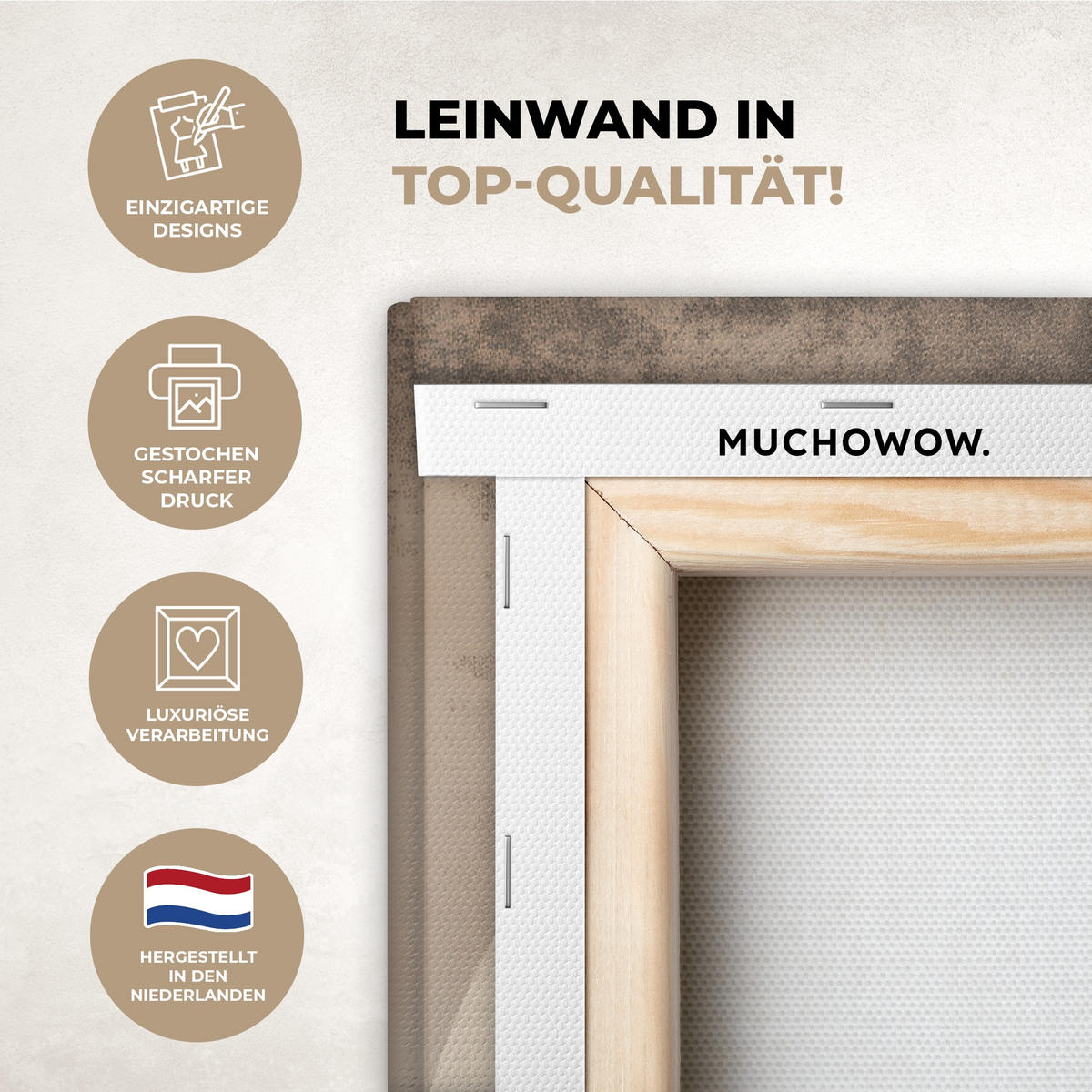 LEINWANDBILD Vogel - Beige - Japanisch Wanddeko 40x60 cm - Taupe, Textil (40/60cm) - MuchoWow