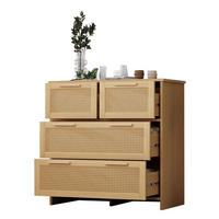KOMMODE 80/80/38 cm in Natur mit 4 Schubladen und Rattanfronten - Naturfarben, Holzwerkstoff (38/80/80cm) - Flora Grace