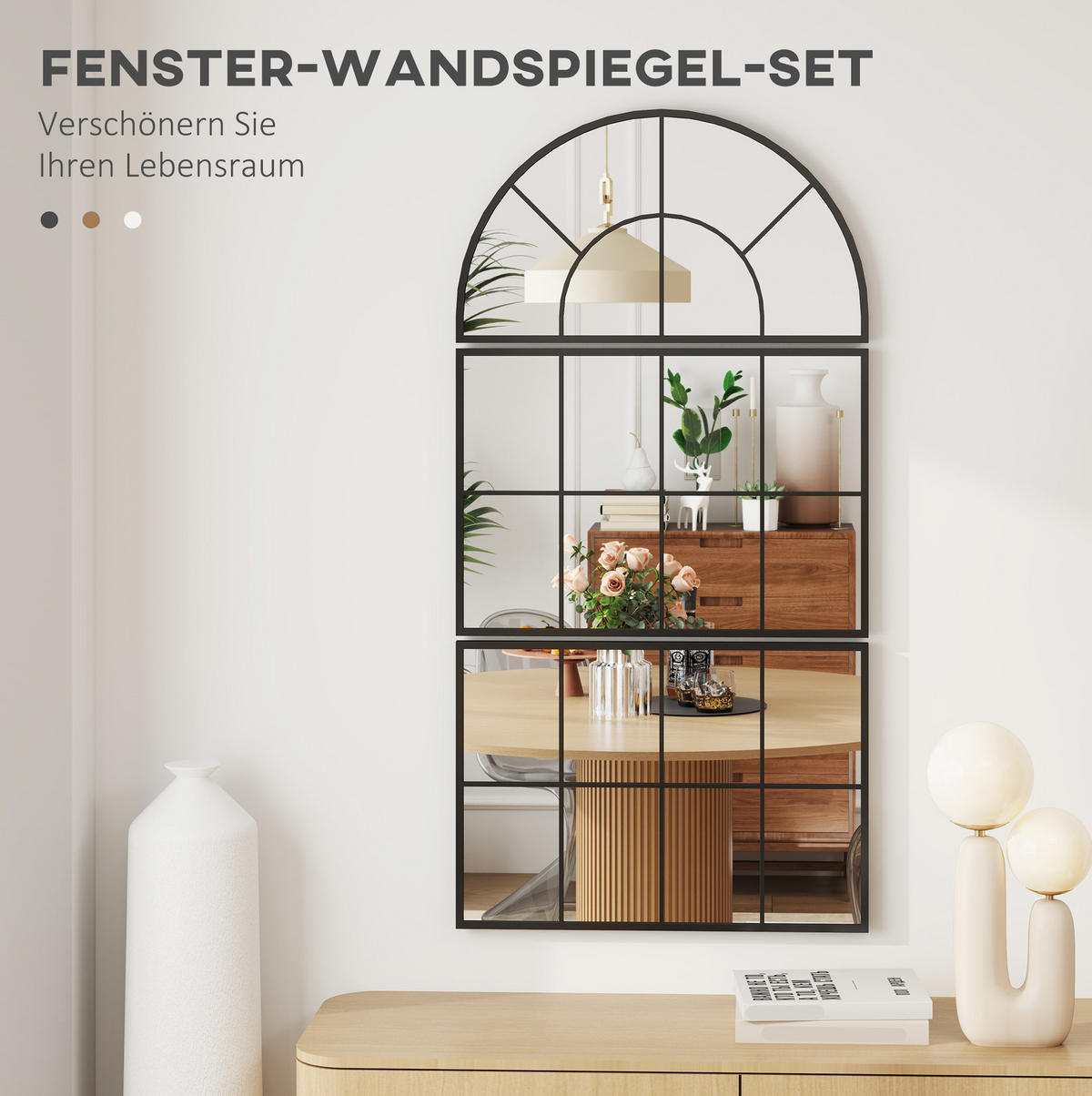 WANDSPIEGEL 76/2/53 cm Schwarz aus Glas mit Metallrahmen - Schwarz, Glas (2/53/76cm) - OKWISH