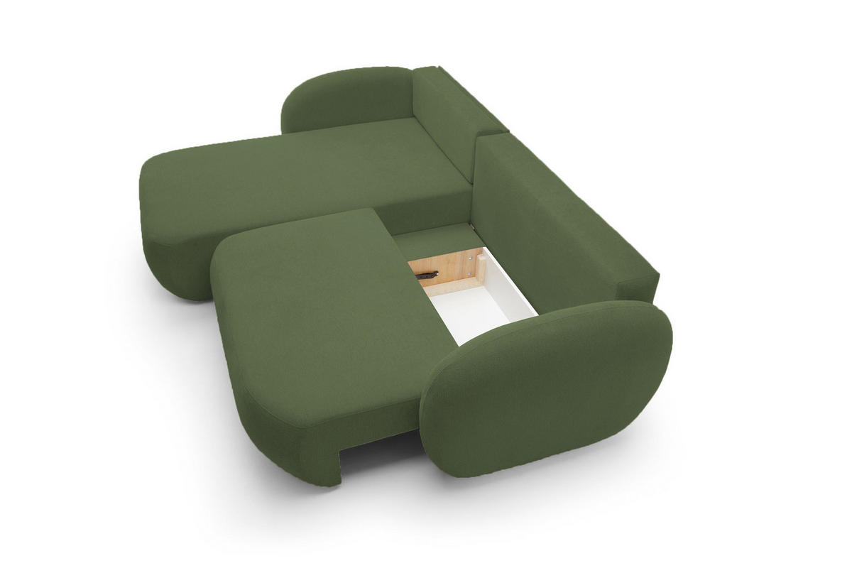 ECKSOFA OLIO L-Form Schlaffunktion mit Bettkasten, lose Rückenkissen, freistehend, LINKS 174x248 cm Green - Grün, Holz/Textil (174/248cm) - DomoHome