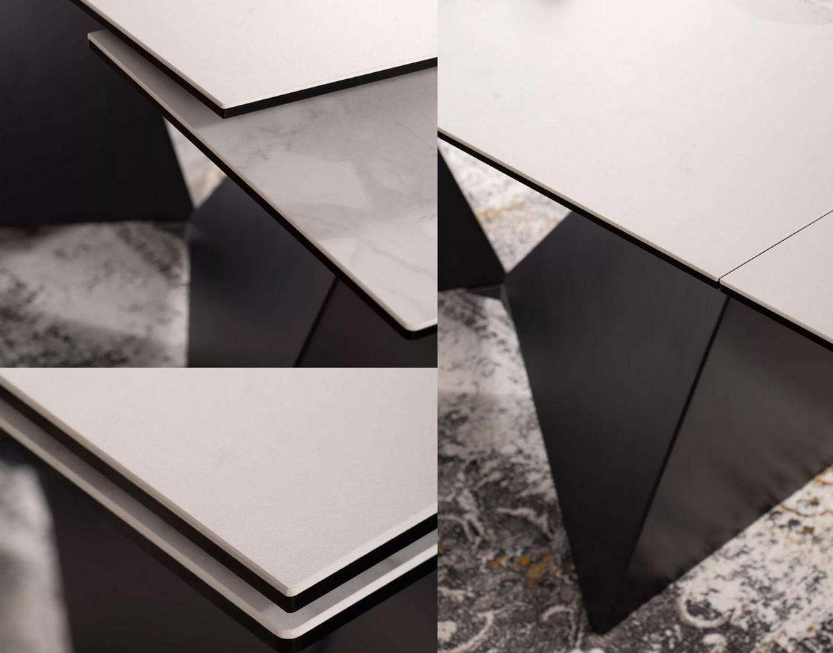 ESSTISCH Peterson Marmor Matt / Schwarz Matt 160-240 / 90 / 76cm - Schwarz/Weiß, Holz/Keramik (90/240/76cm) - Feldmann-Wohnen