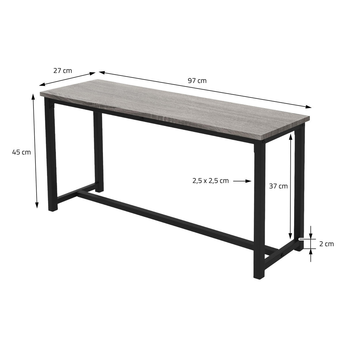 ESSTISCH Set 3-teilig - Grau, Holzwerkstoff (107/75/67cm) - ML-DESIGN