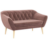 SOFA Pirs 2 Sitzer Velvet Rosa - Rosa/Braun, Holz/Textil (140/75/74cm) - MKS