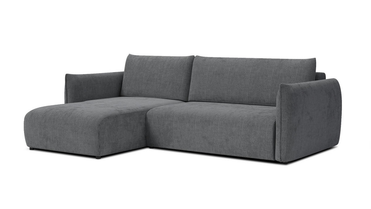 ECKSOFA TAUER 3-Sitzer rechts, dunkelgrau - Dunkelgrau/Schwarz, Holz/Textil (248/173cm) - Courtois Laville