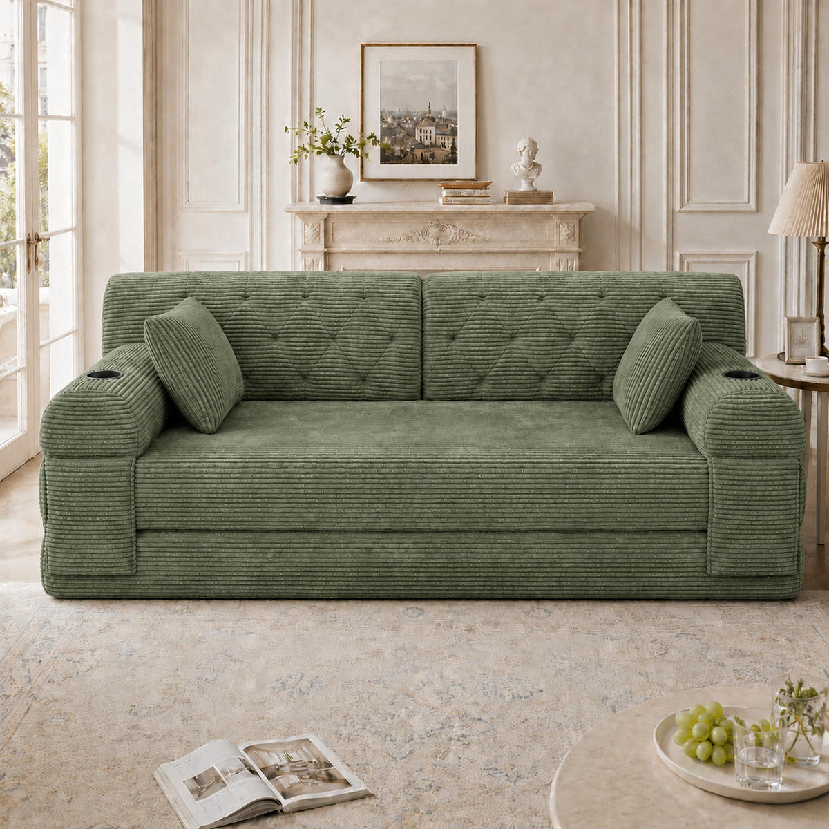 PAT SUPRAETAJAT METALIC, negru, 90x200cm, cu birou și raft - verde, material textil (168/81/80cm) - Urban Meuble