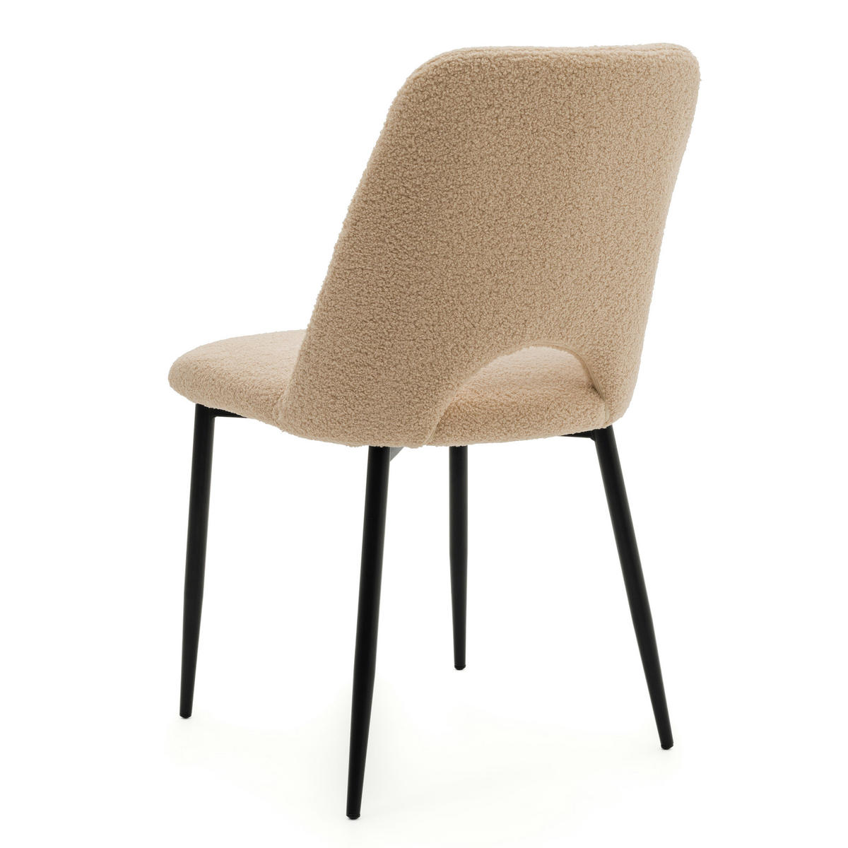 STUHL ORO gepolsterter mit Steppung - beige - Boucle - Beige/Schwarz, Textil/Metall (47/91/55cm) - NEW HOME