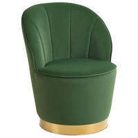 SESSEL Samtstoff dunkelgrün/gold halbrund Alby - Goldfarben/Grün, Textil (56/72/61cm) - Beliani