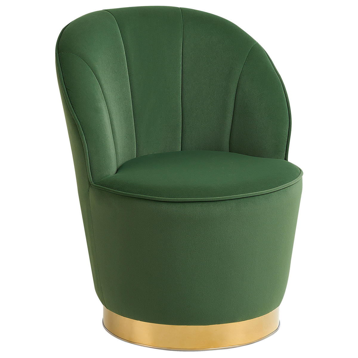 SESSEL Samtstoff dunkelgrün/gold halbrund Alby - Goldfarben/Grün, Textil (56/72/61cm) - Beliani