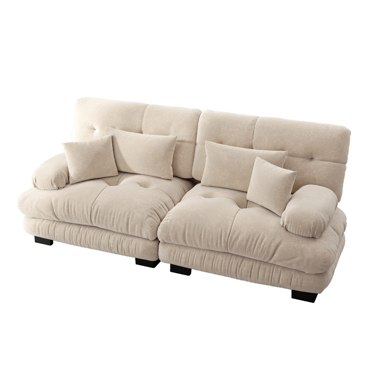 ECKSOFA 220/77/81 cm hellbraun aus Chenille mit modularer Form und Kissen - Cappuccino, Textil (77/220cm) - OKWISH