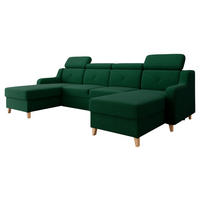ECKSOFA Marbella U - Naturfarben/Grün, Holz/Textil (286/82/165cm) - MIRJAN24